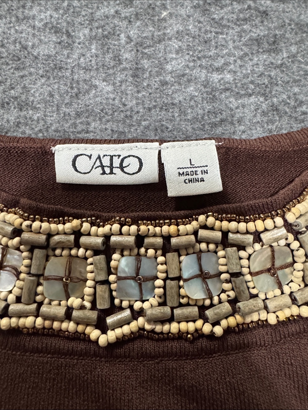 Cato Brown Jeweled Neck Sleeveless Camisole - Picture 2 of 3